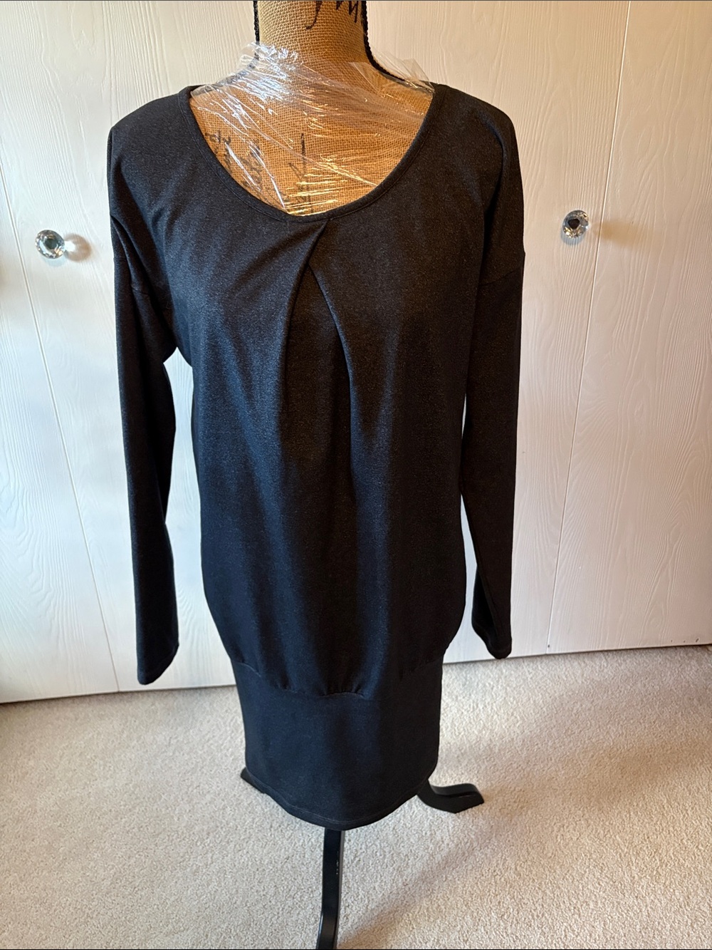 Lole Black Long Sleeve Knit Athletic Dress
